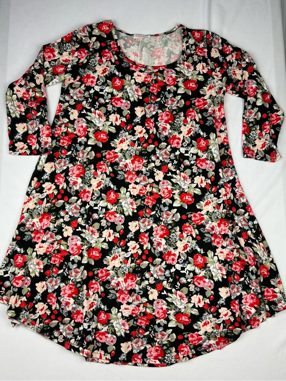 BELAROI Women’s 3/4 Sleeve Floral A-Line Swing Dress - Size Medium